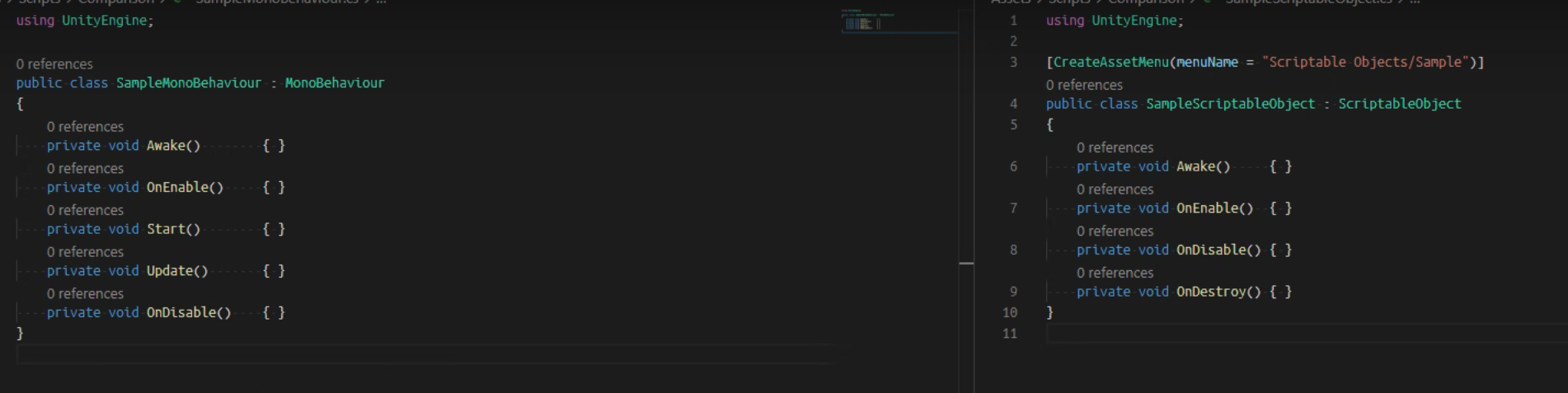 difference between scriptable vs mono